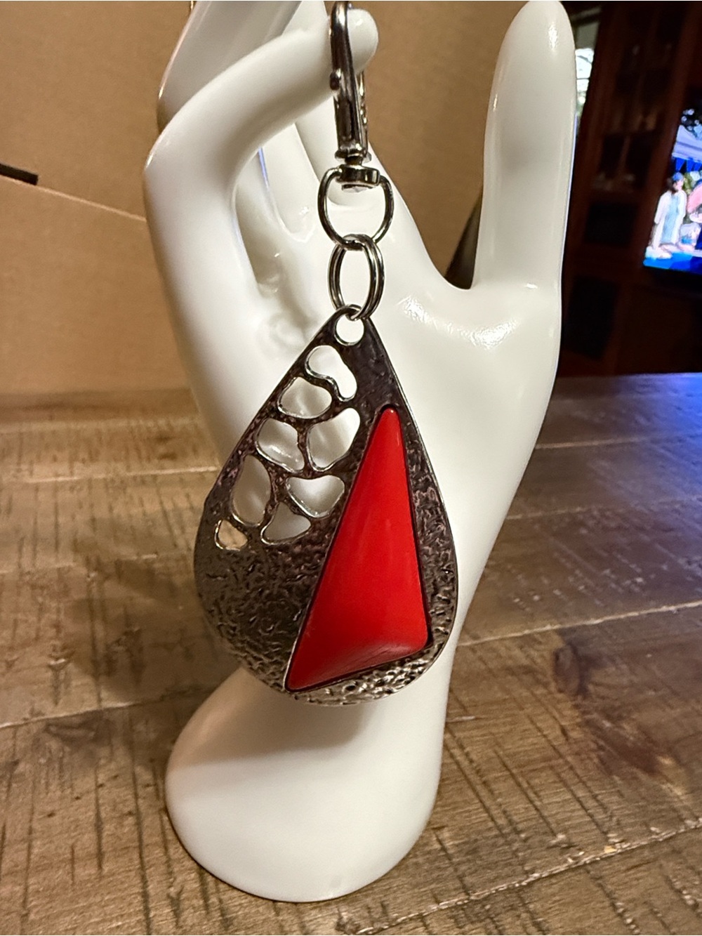 Statement Red Triangle keychain or accessory for a bag